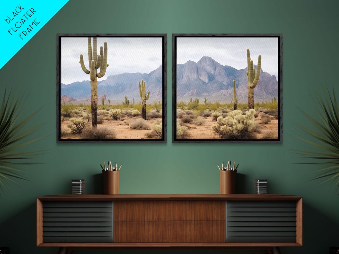 Sonoran Desert Saguaro Cactus Mountain View Two Piece Print Set - Image 4