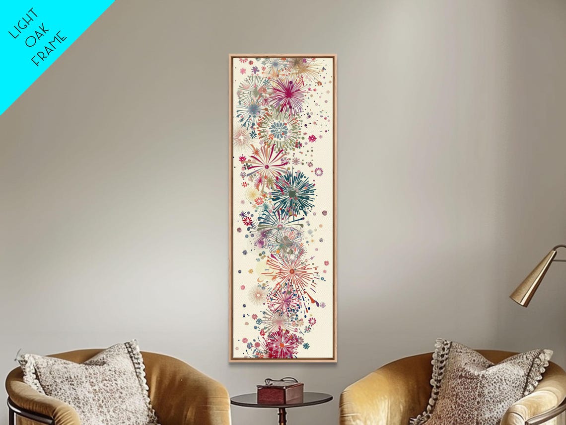 Vibrant Floral Burst Explosions Colors Cream Tall Japanese Art Poster - Image 4