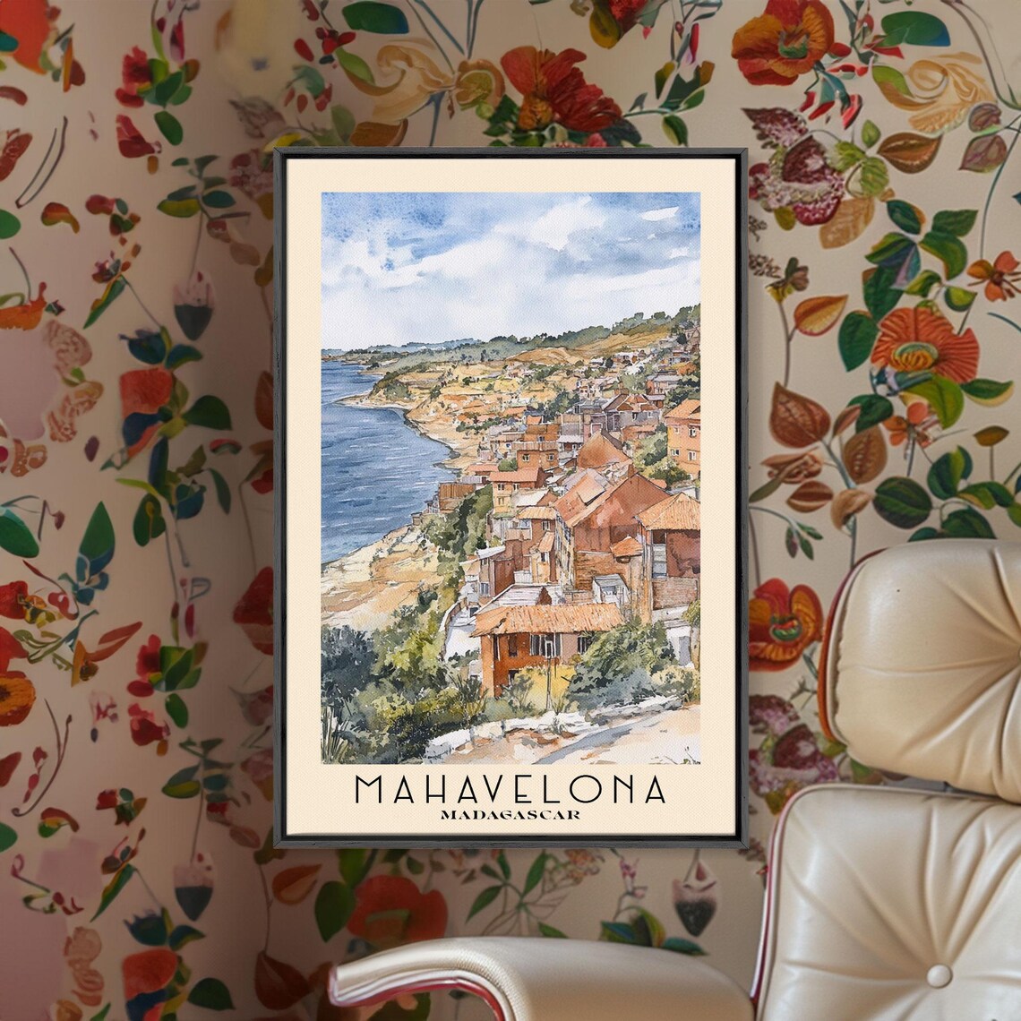 Mahavelona Madagascar Red Roof Hillside Town Overlooking Blue Bay Poster - Image 2