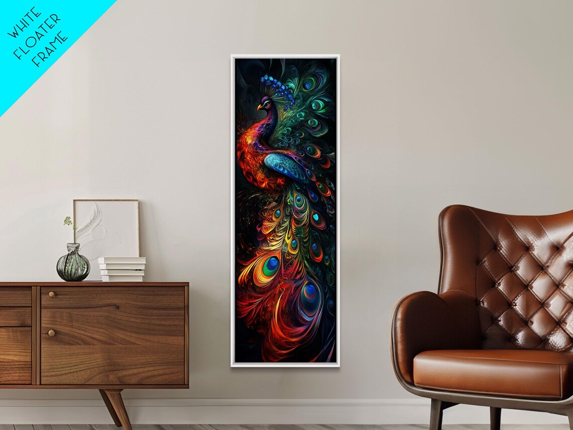 Ethereal Peacock Art Framed Print Rustic Decor Accent Ideal For Moody Art And Home Decor Vibrant Bird Art - Image 5