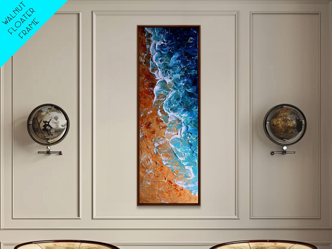 Abstract Coastal Waves And Sandy Beach, Boho Art - Image 3
