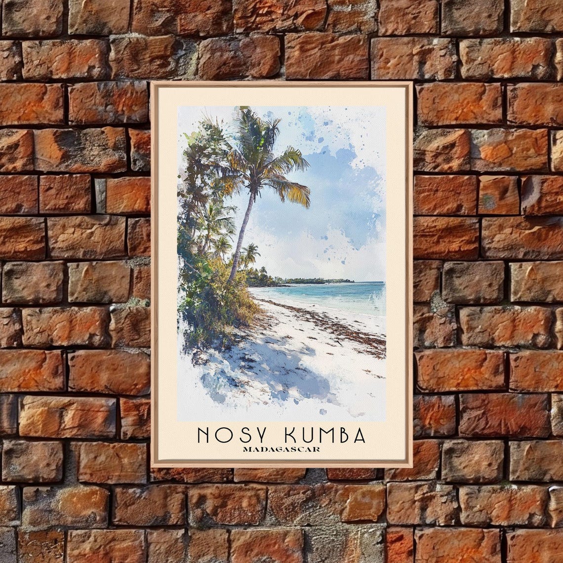 Nosy Kumba Madagascar Palm Tree White Sand Beach Watercolor Poster - Image 4