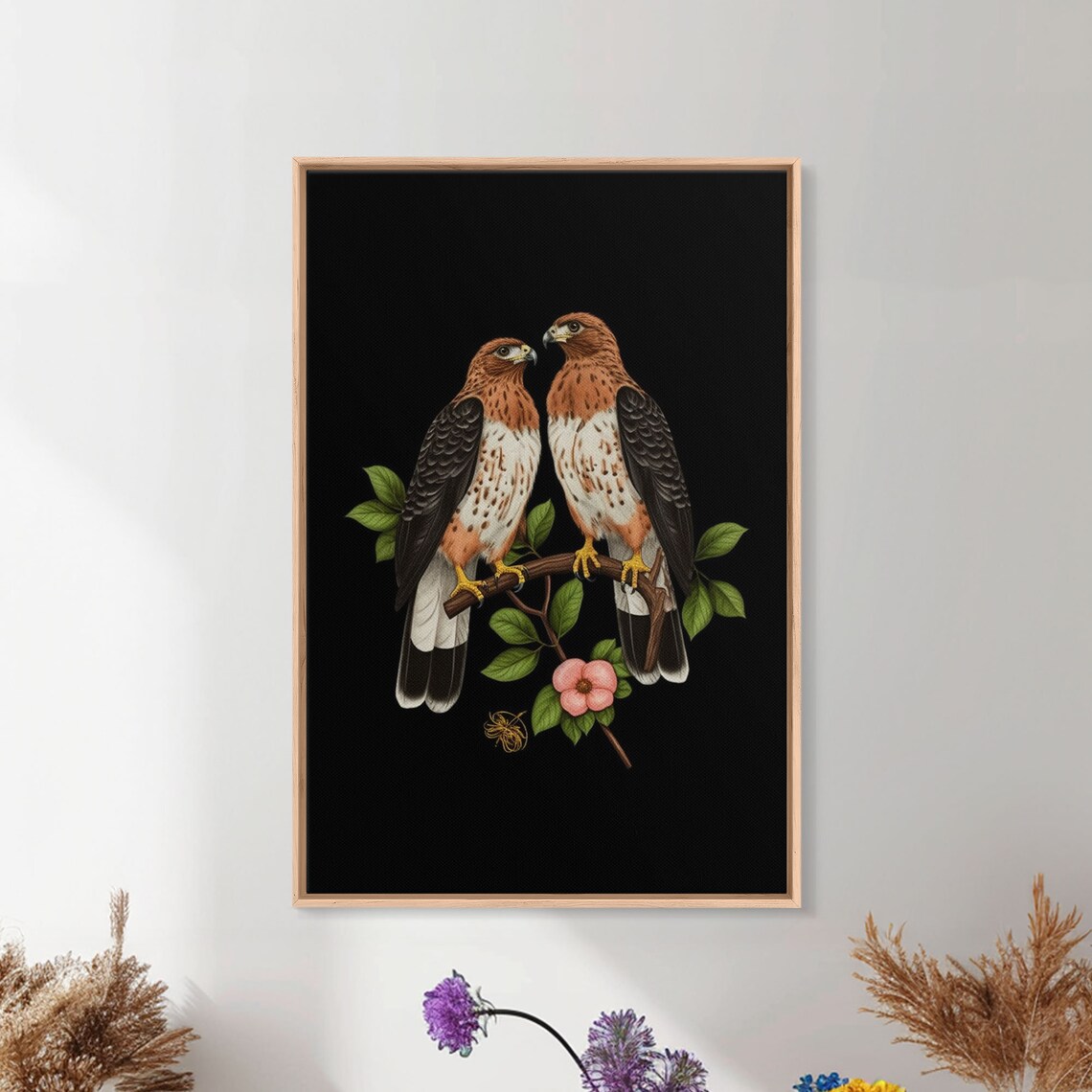 Pair of Hawks, Nature Wall Art Print for Birds
