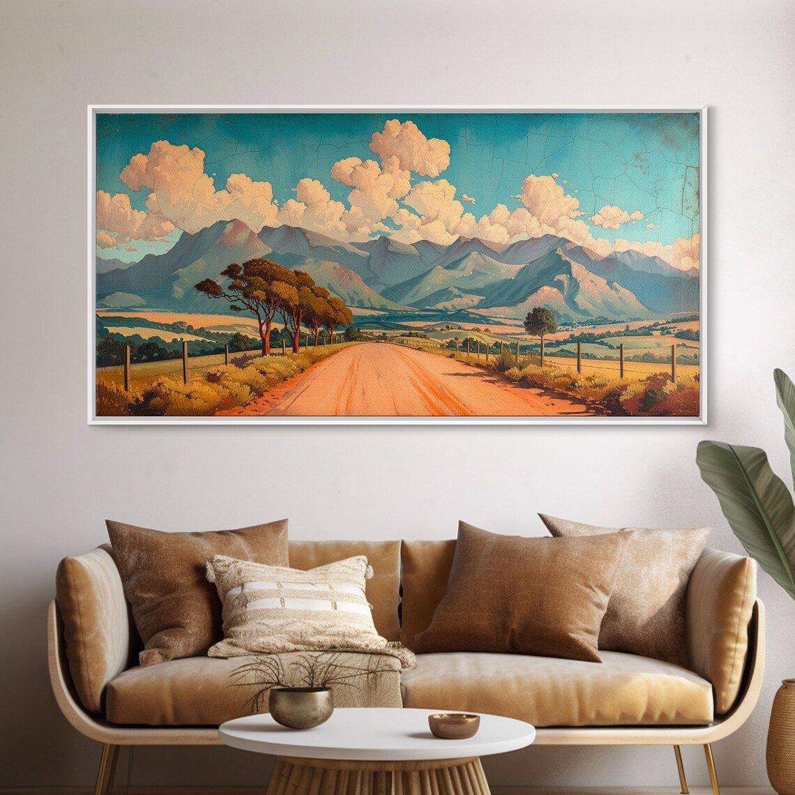Desert Roads Vintage Retro Art Print, Southwestern