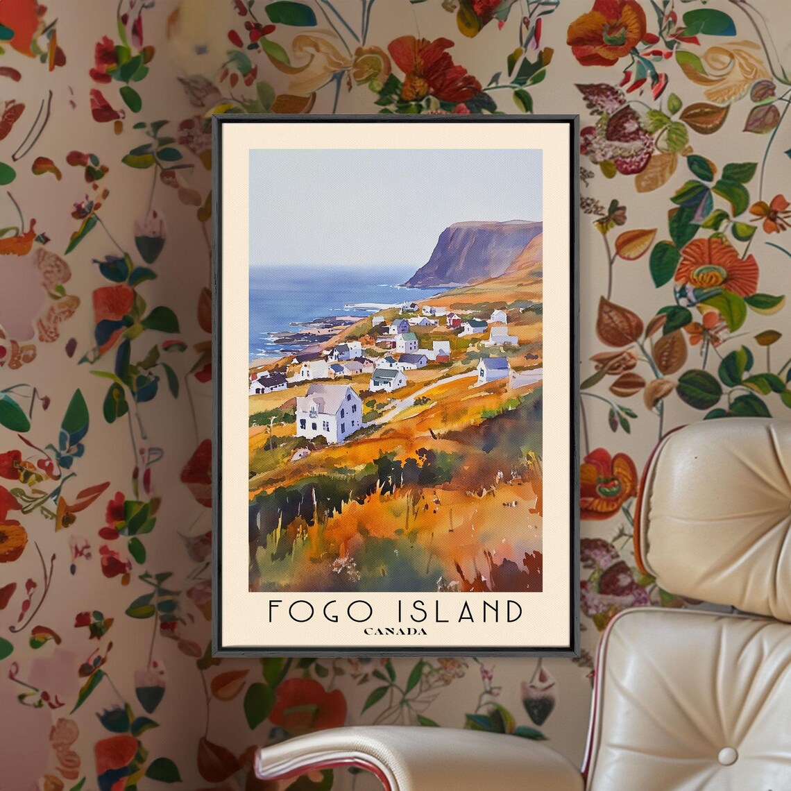 Fogo Island Canada Fishing Village Autumn Hills Ocean View Poster - Image 2
