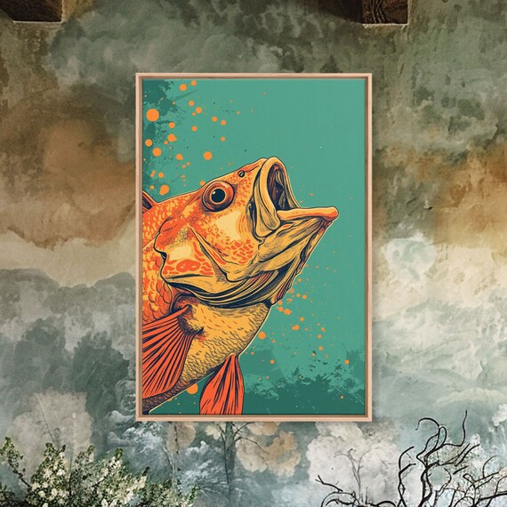 Vibrant Koi Fish Printed Pop Art Fish Art Printed On Framed Japanese Pop Art Poster Retro Inspired Wall Art Colorful Wall Art