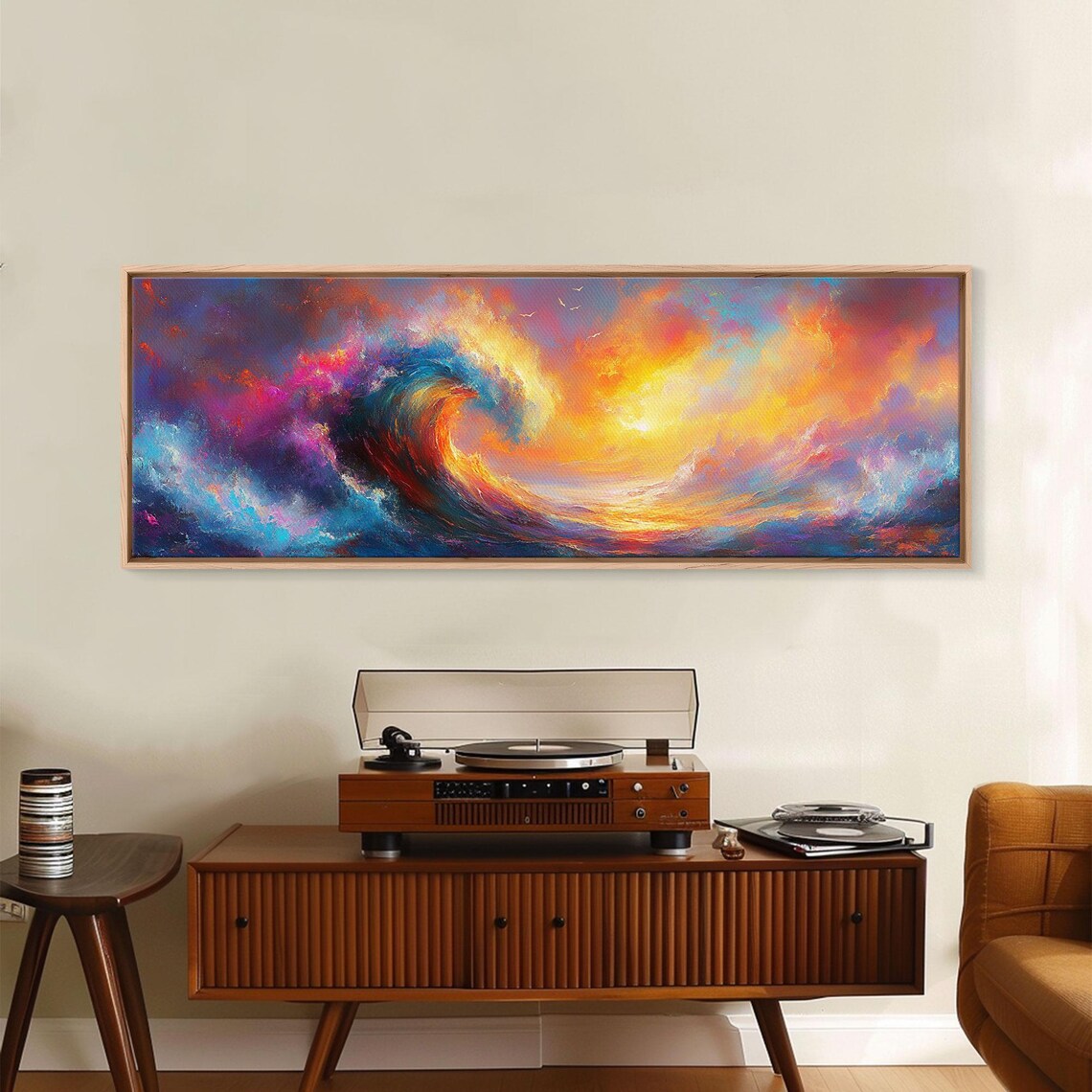 Rainbow Ocean Wave Sunset Surf Painting Vibrant Colorful Seascape Wall Art Poster - Image 5