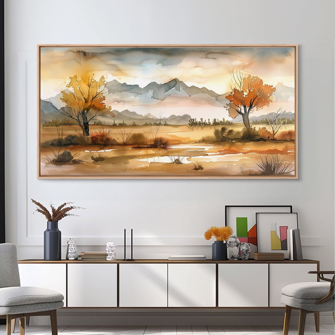 Sunset Over Desert Canyon And River Minimalist Art Print