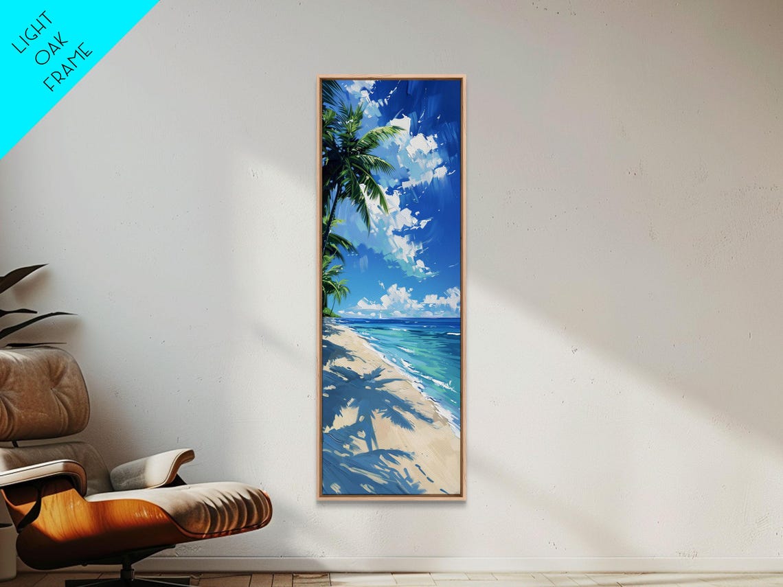 Tropical Beach Palm Shadows White Sand Blue Sky Wall Art Print - Image 6