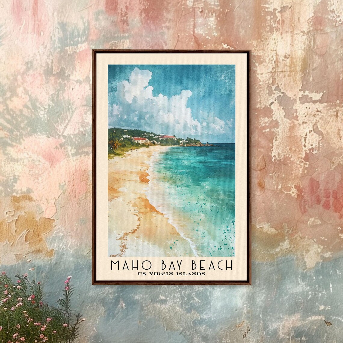 Maho Bay Beach US Virgin Islands White Sand Turquoise Surf Poster - Image 4