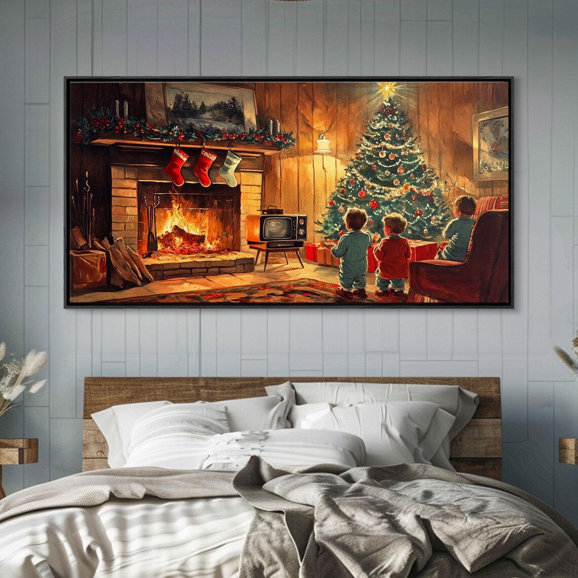 Vintage Christmas Living Room Scene, Children Art Print - Image 5
