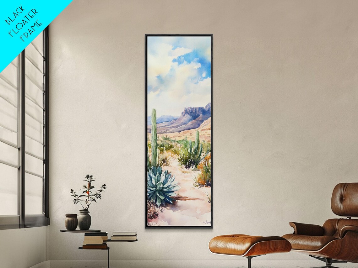 Southwest Desert Landscape Watercolor Cactus Painting Poster