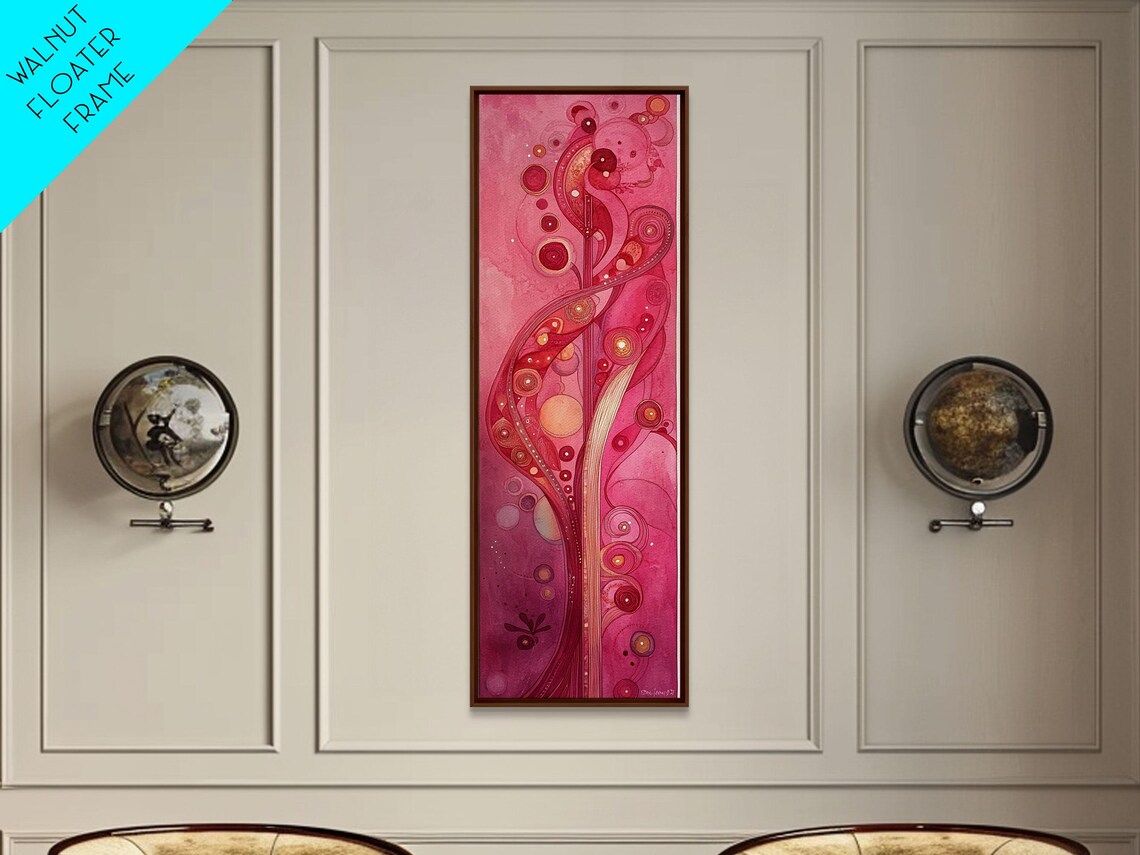 Pink Art Nouveau Abstract Botanical Swirls Modern Decor Wall Art - Image 5