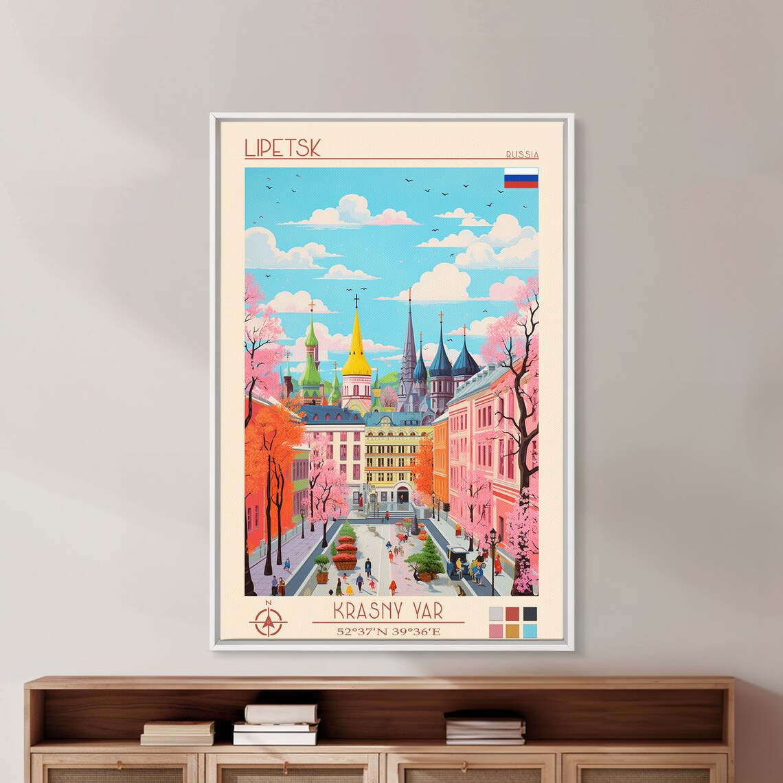 Lipetsk Russia Church Domes Pink Blossom Plaza Spring Travel Poster - Image 4