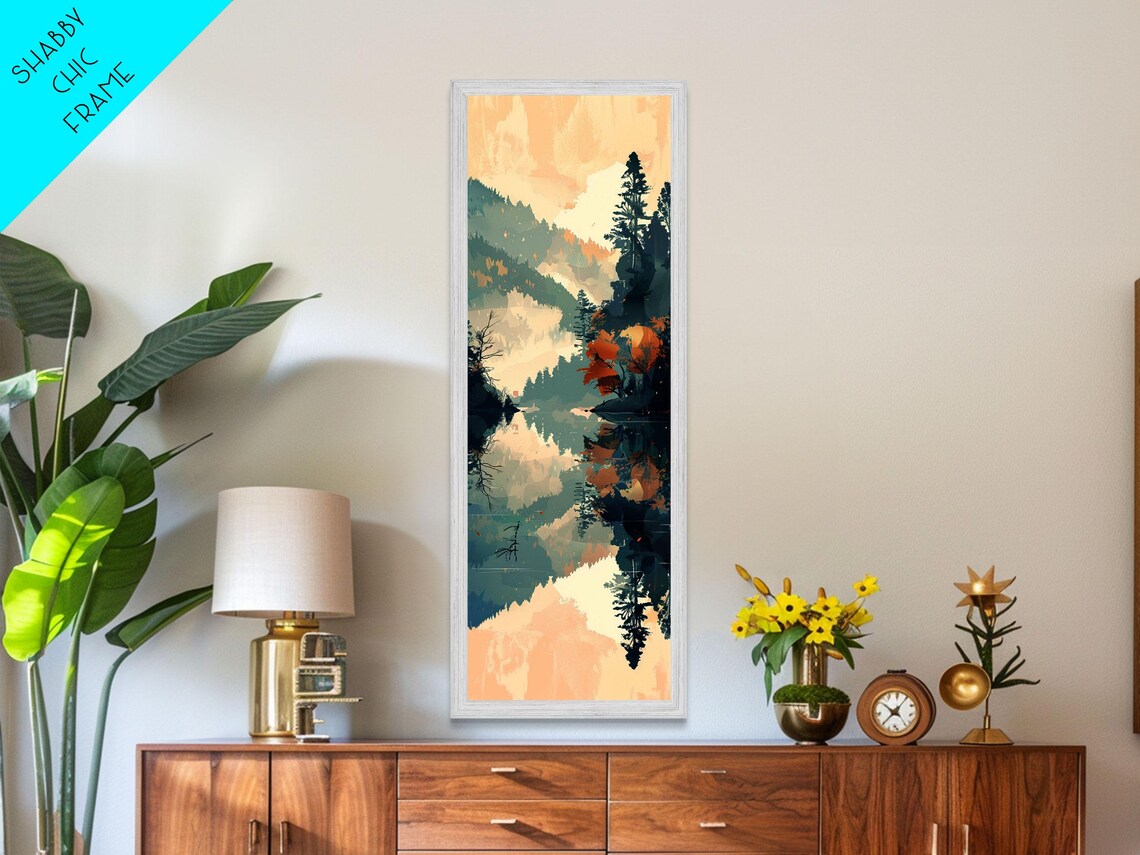 Ukiyo-E Lake, Misty Mountains and Autumn Trees Art Print - Image 2