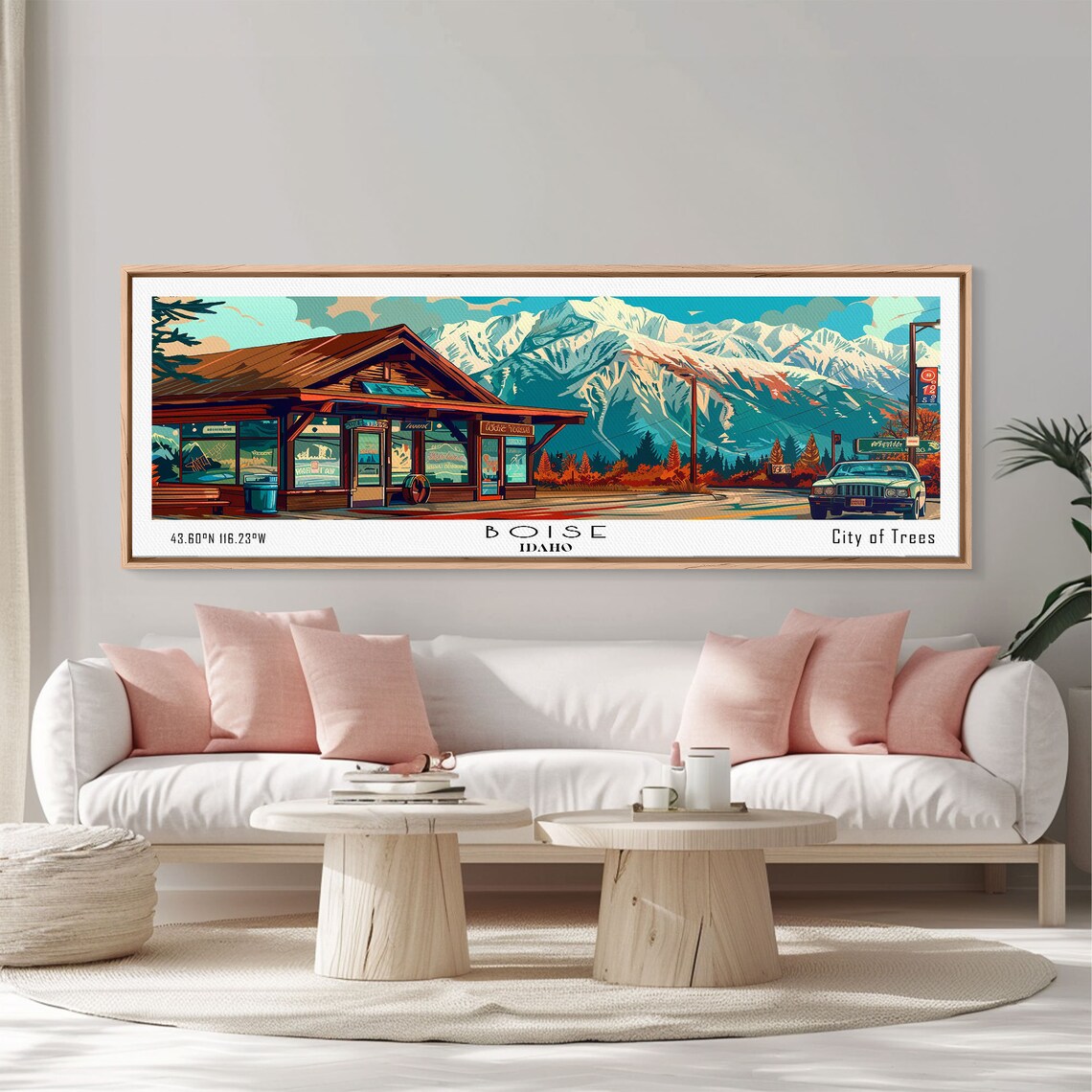 Boise Idaho City Of Trees Mountain Lodge Snow Peaks Travel Poster - Image 3