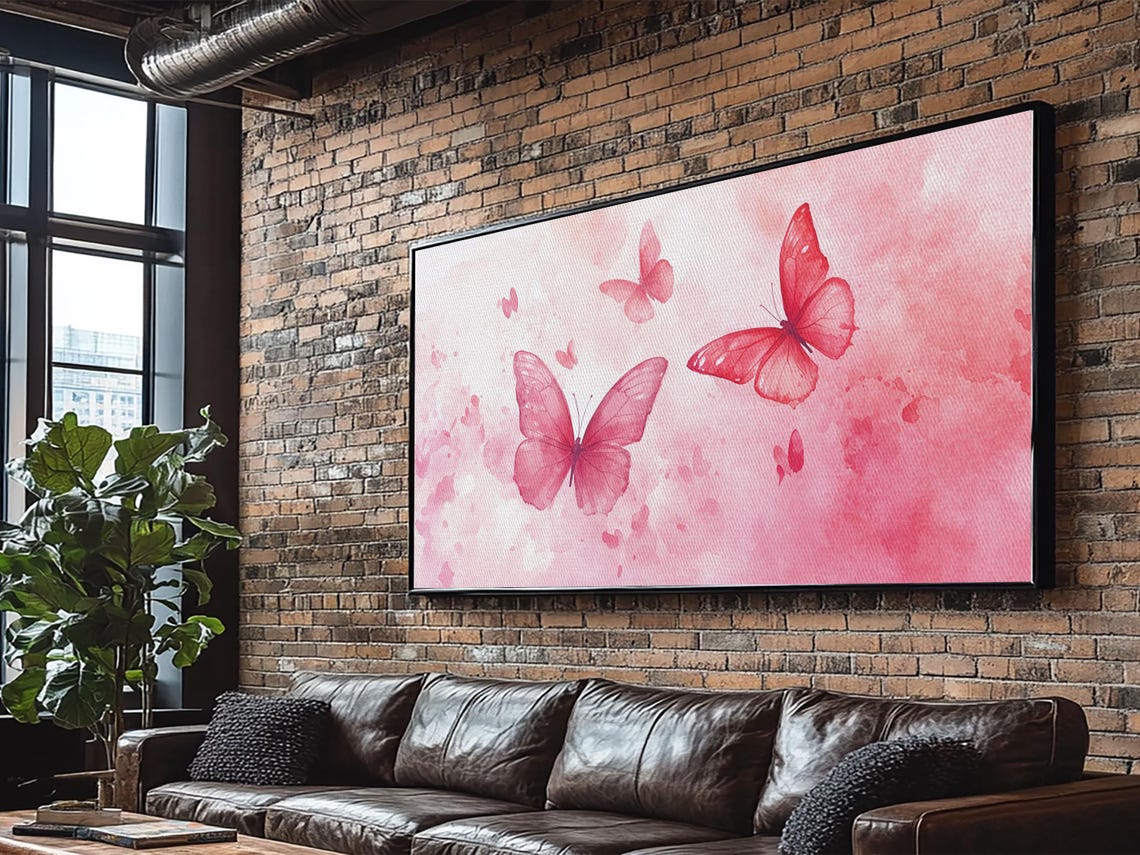 Pink Butterflies Watercolor Painting Romantic Blush Background Poster - Image 5