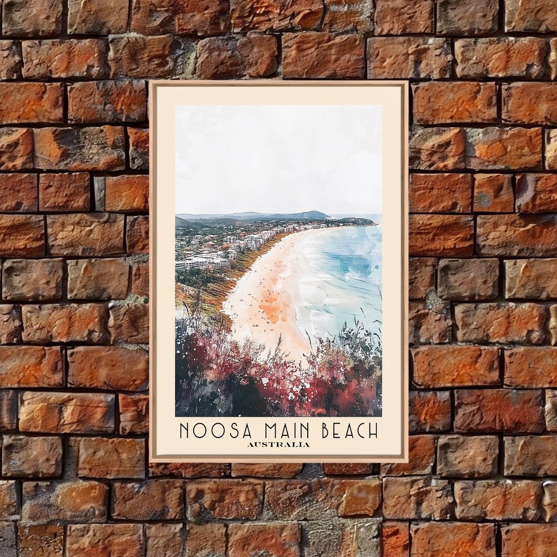 Noosa Main Beach Australia Aerial Town Blooming Trees Beach Poster - Image 4