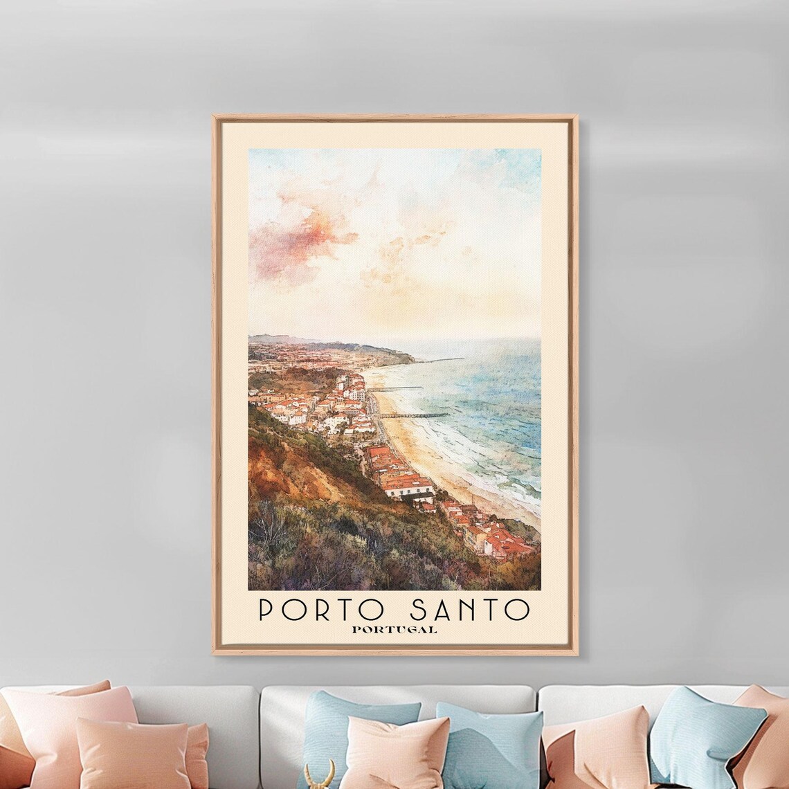 Porto Santo Portugal Watercolor Beach Art Print - Image 3