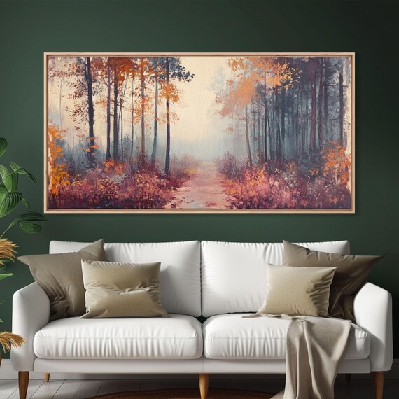 Misty Autumn Woods Framed Print Moody Fall Pathway Art Fall Home Decor Modern Farmhouse Seasonal Wall Art Holiday Gift Idea