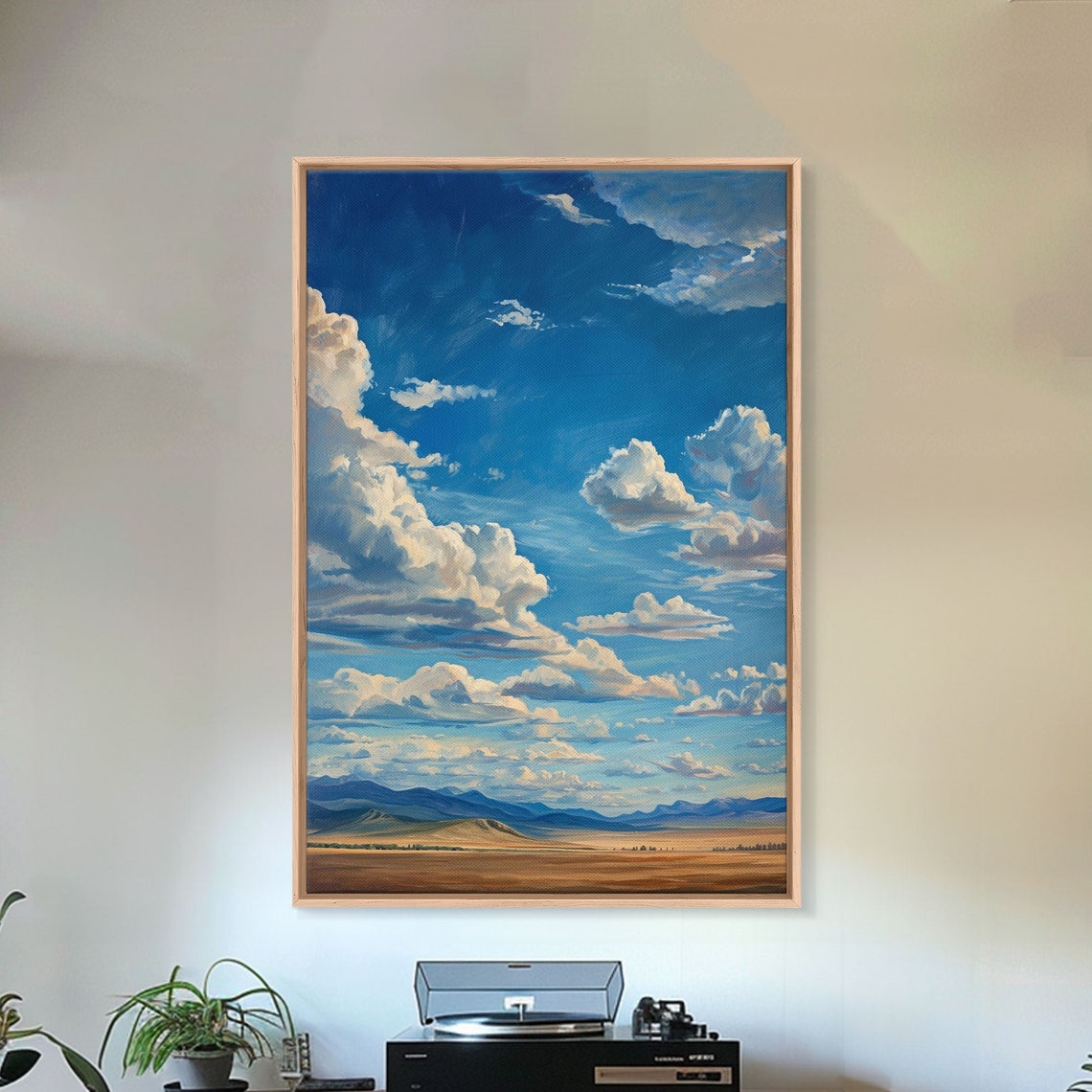 Western Plains Landscape Poster Cloudy Blue Sky Mountain Vista Art - Image 5