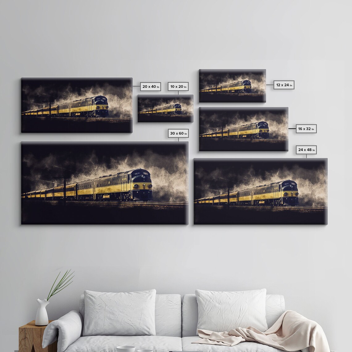 Black and Yellow Locomotive Railway Panoramic Art Print - Image 2