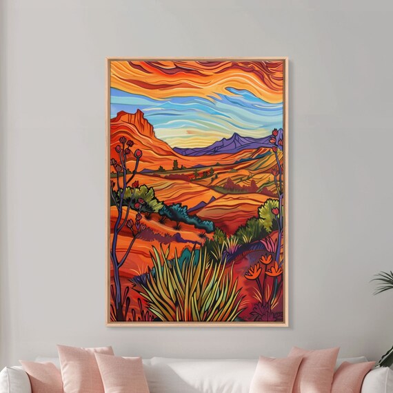 Framed Print Serene Desert Landscape With Rolling Hills Beautiful Wall Art For Living Room Or Bedroom Decor