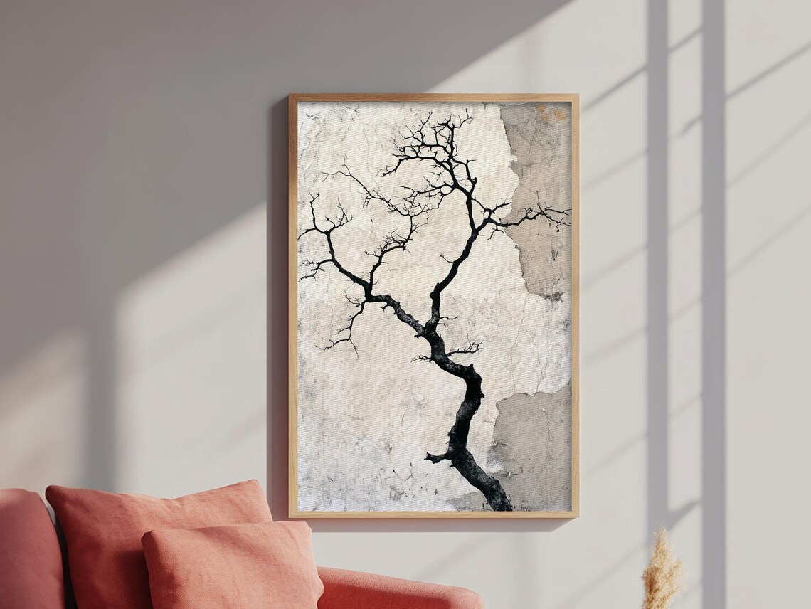 Double Exposure Tree Optical Illusion, Wabi Sabi Art Print - Image 4