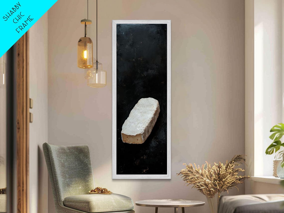 Brie Cheese Wedge Minimalist Black Background Still Life Wall Art - Image 6