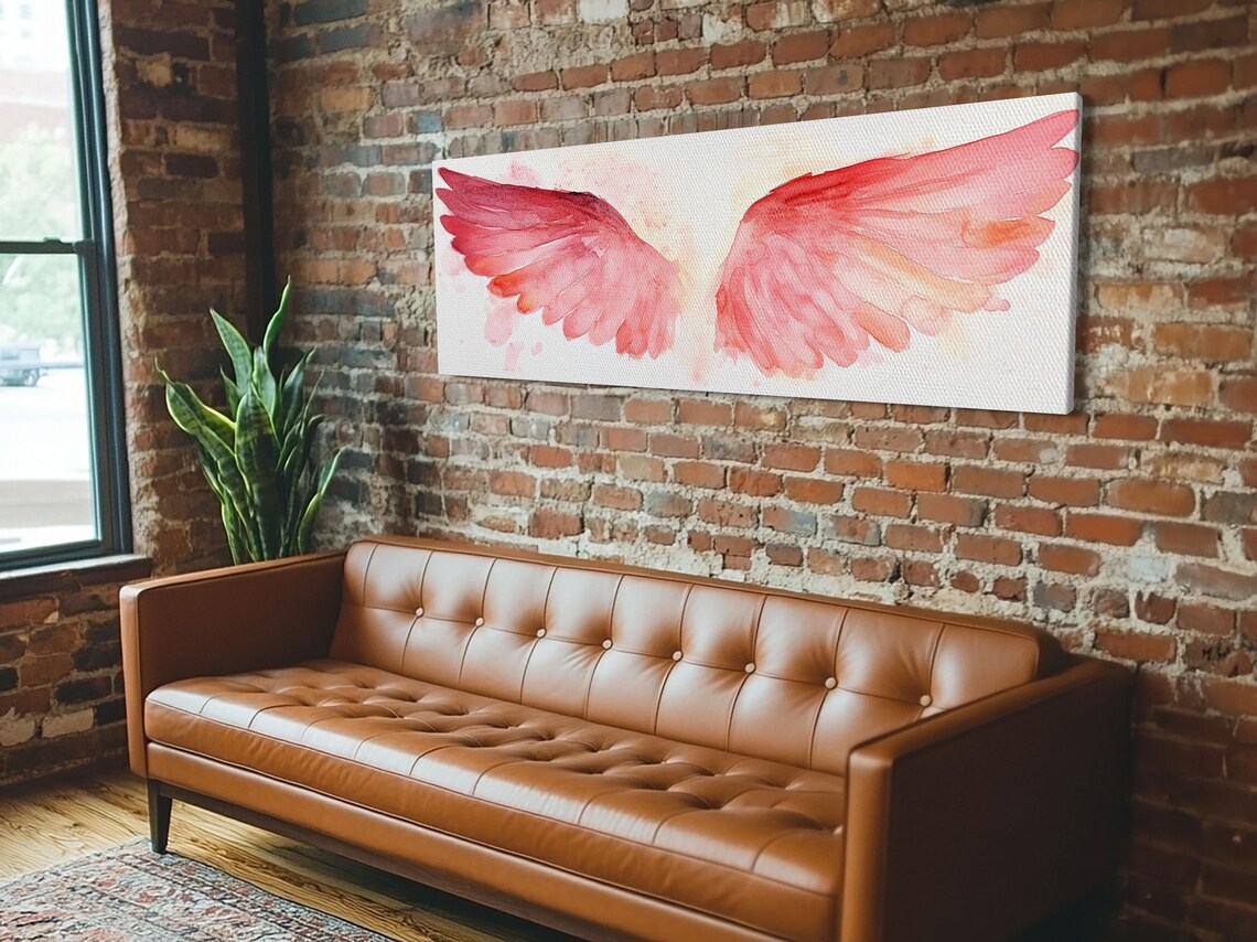 Pink Angel Wings Watercolor Soft Blush Spiritual Feathered Wings Wall Poster - Image 5