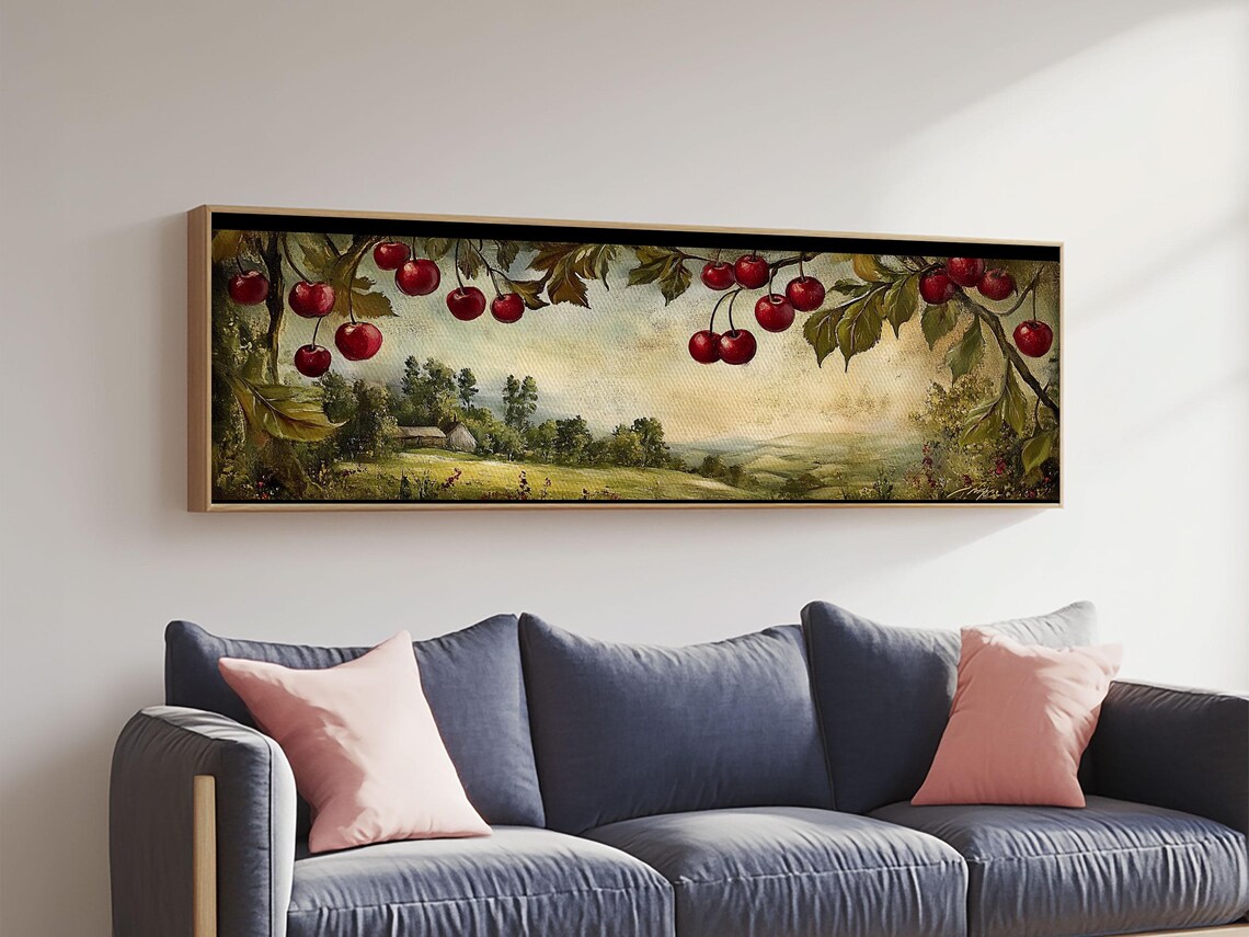 Cherries Rustic Farmhouse Landscape Wall Art Print - Image 5