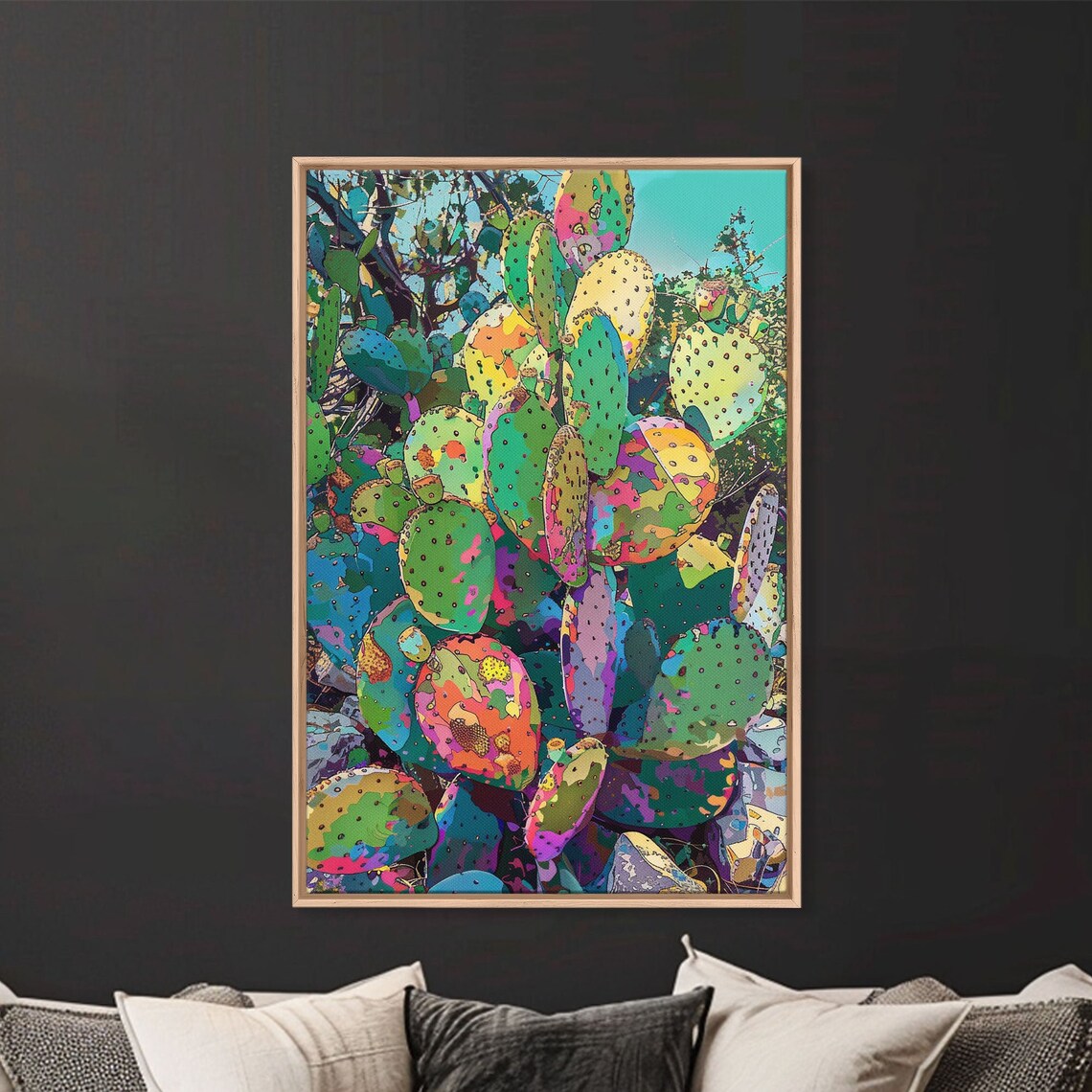 Prickly Pear Cactus, Abstract Desert Art Print