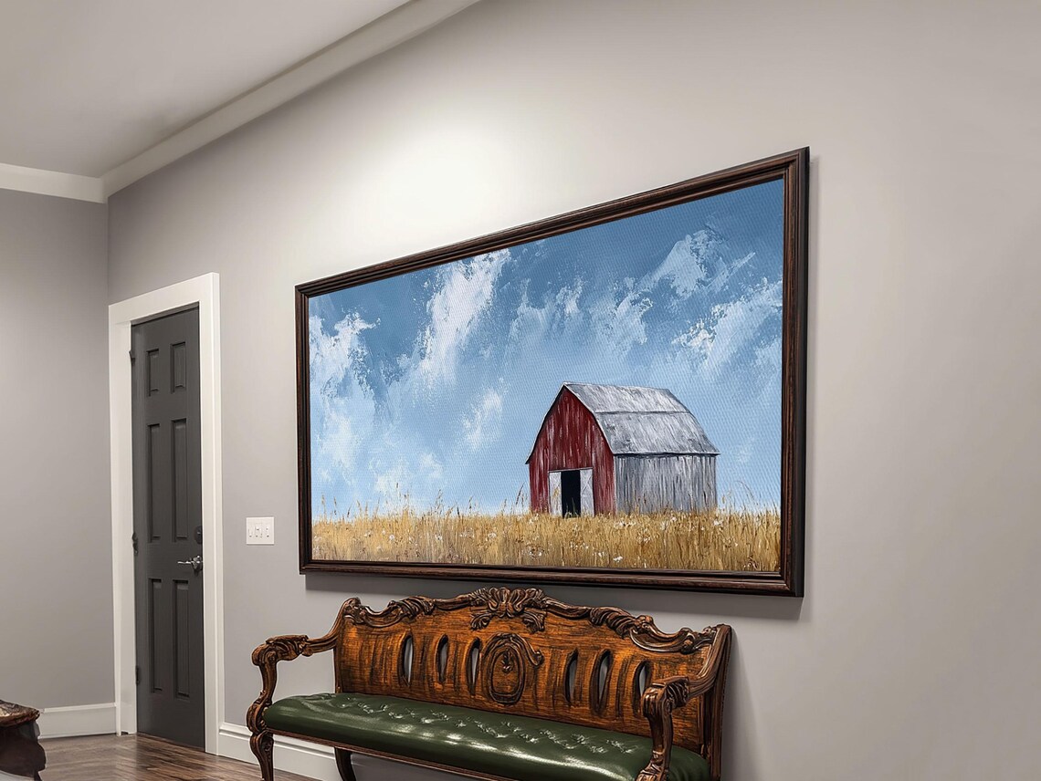 Old Farm Building in Wheat Field, Rustic Landscape Poster - Image 5