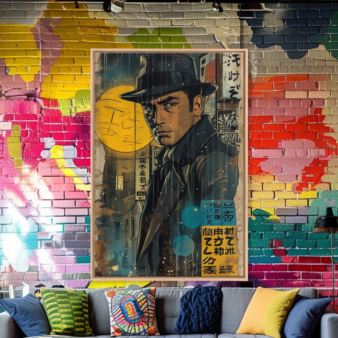 Noir Japanese Detective Film Poster, Comic Book Art - Image 5
