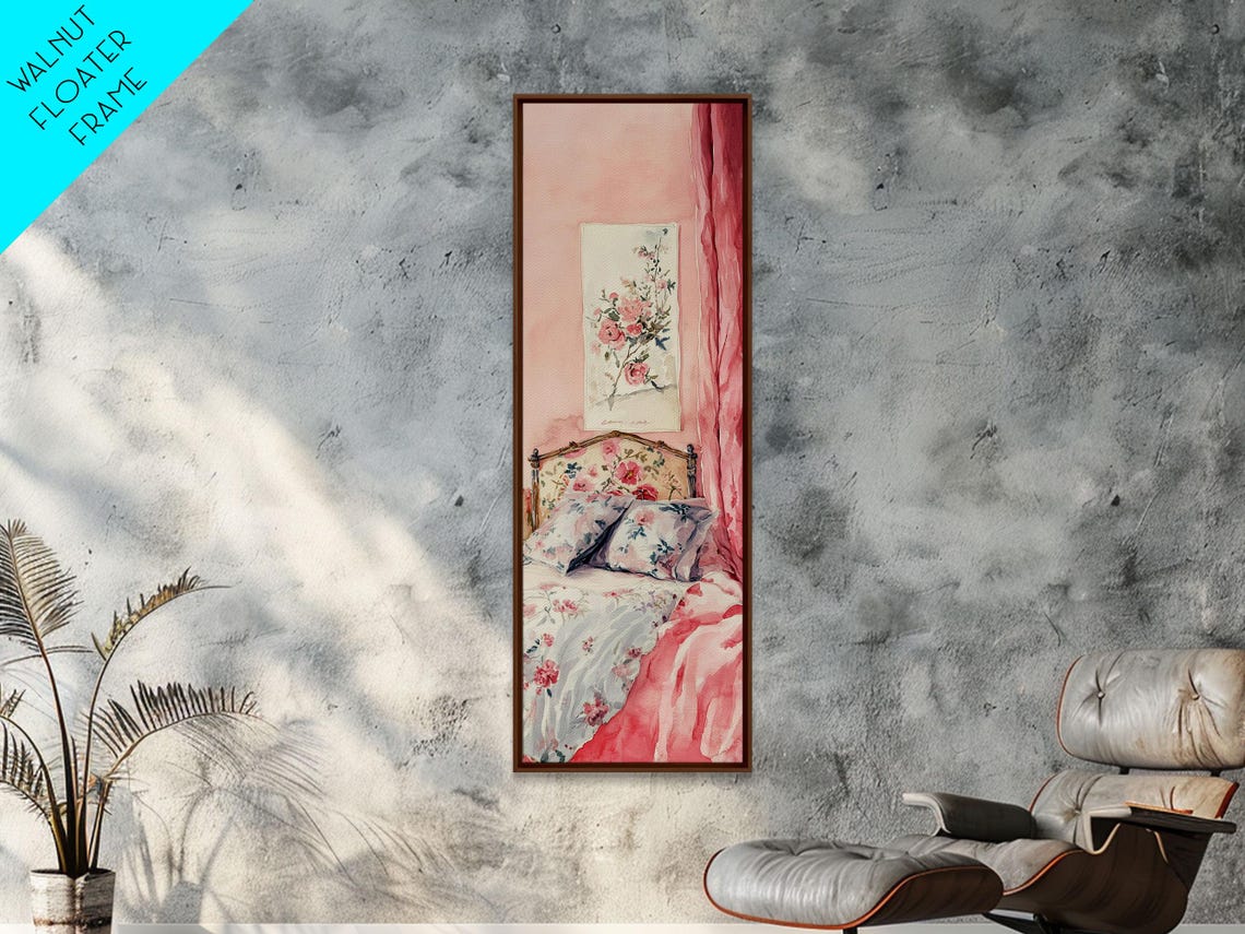 Pink Vintage Bedroom Floral Bedding Romantic Cottage Art Poster - Image 2