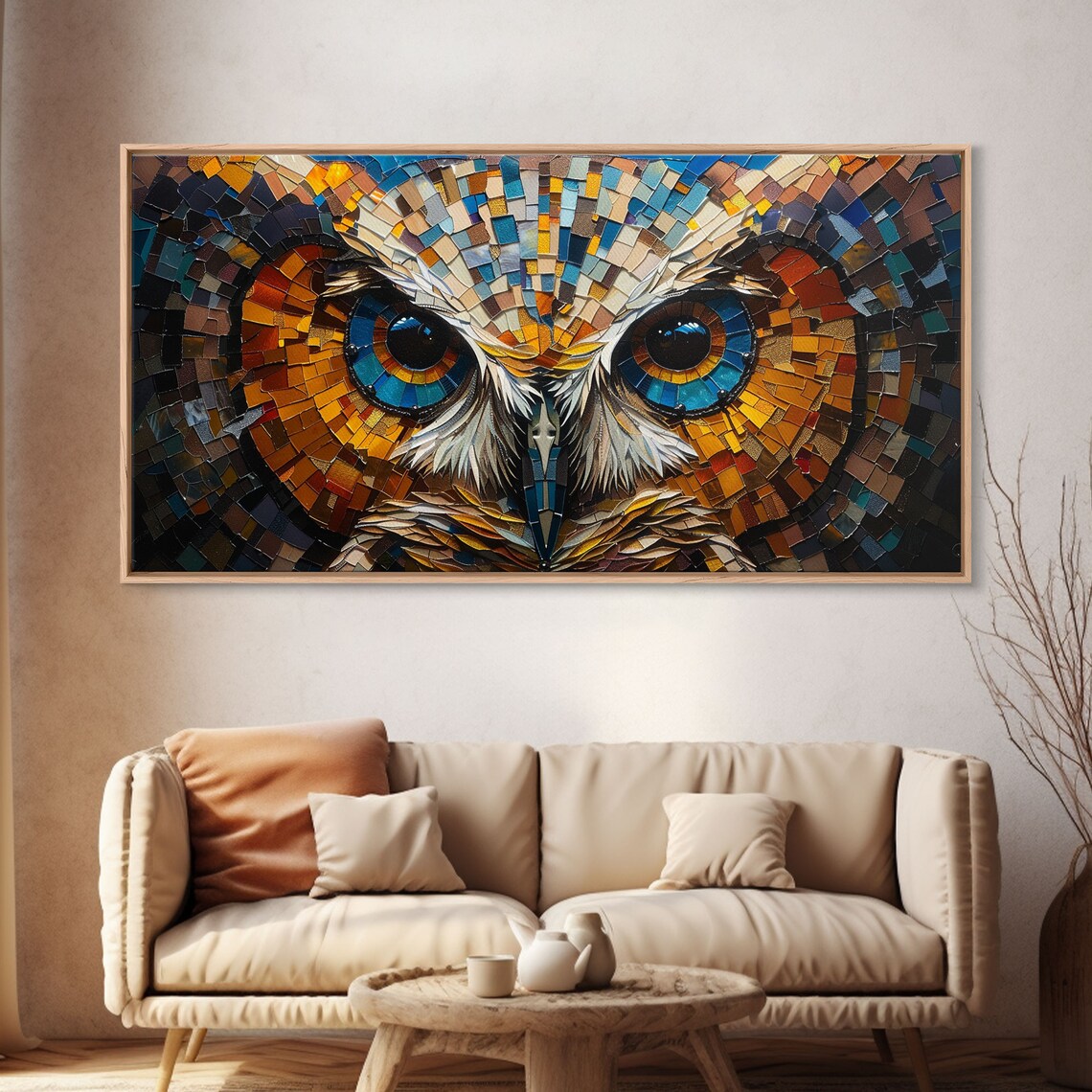 Owl On The Hunt, Stained Glass Style Moon Poster - Image 4