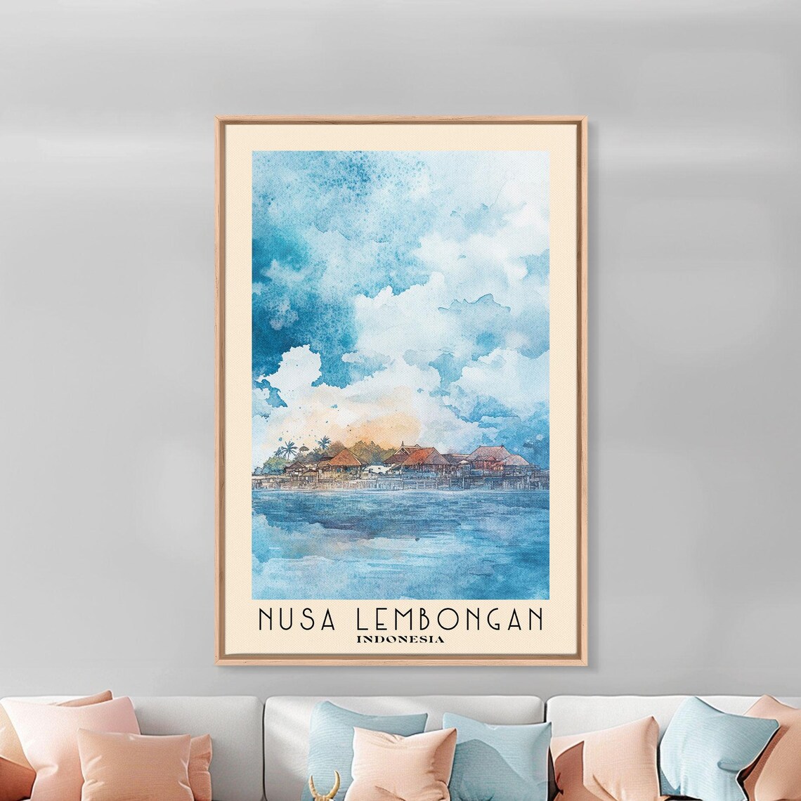 Nusa Lembongan Indonesia Waterfront Village Stilt Houses Calm Sea Travel Poster - Image 3