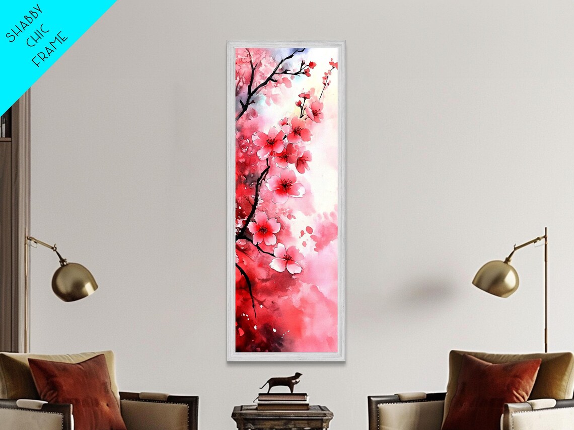 Pink Cherry Blossom Branch Watercolor Floral Art Spring Poster