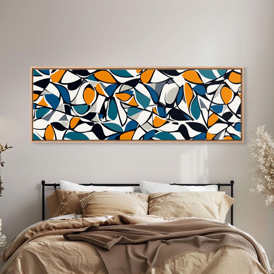 Mid Century Modern Art Floral Abstract Pattern Panoramic Print Retro Loft Art Large Wall Art Geometric Abstract Art - Image 5
