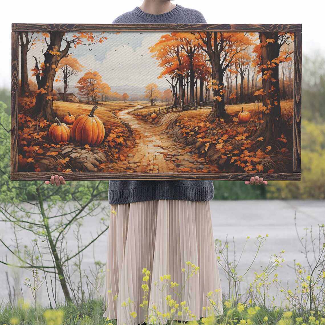 Pumpkin Fall Nature Art Print, Country Home Decor - Image 2