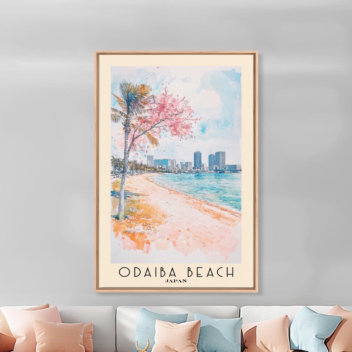 Odaiba Beach Japan Cherry Tree City Skyline Bay Curve Shore Poster - Image 3