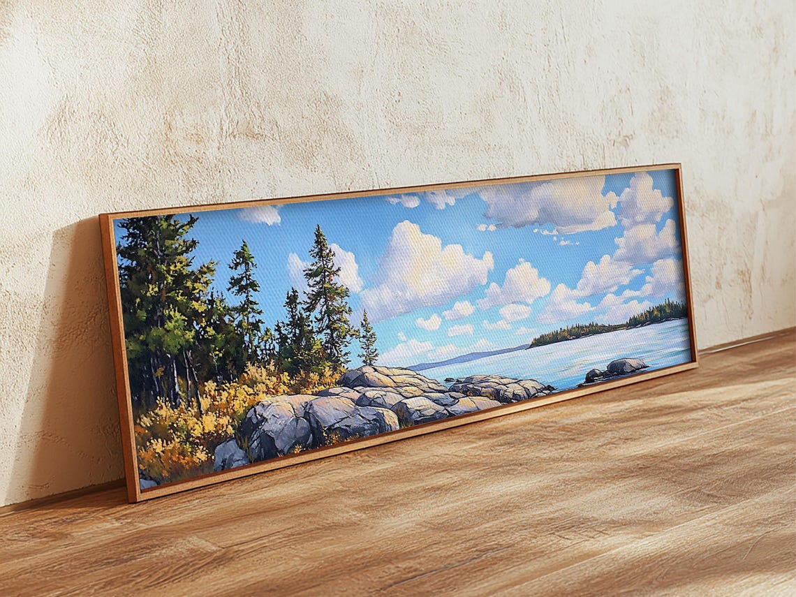 Acadia National Park Rocky Coast Pine Trees Ocean Panorama Poster - Image 2