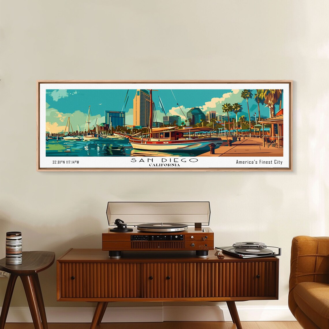 San Diego California Panoramic Travel Poster, Mid Century - Image 5