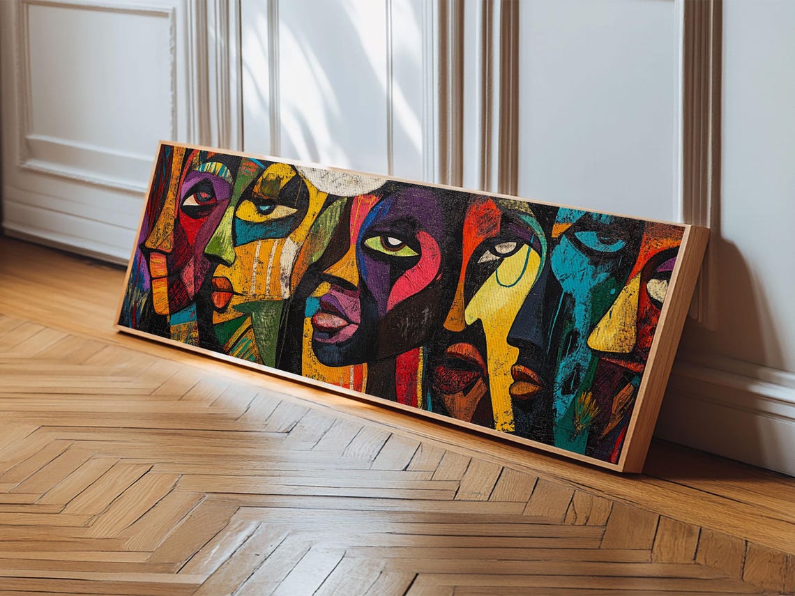 Afrocentric Abstract Faces Bold Cubist Colorful Portrait Decor Poster - Image 6