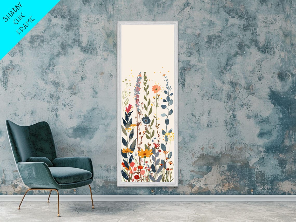 Colorful Wildflower Arrangement Light Cream Background Tall Poster