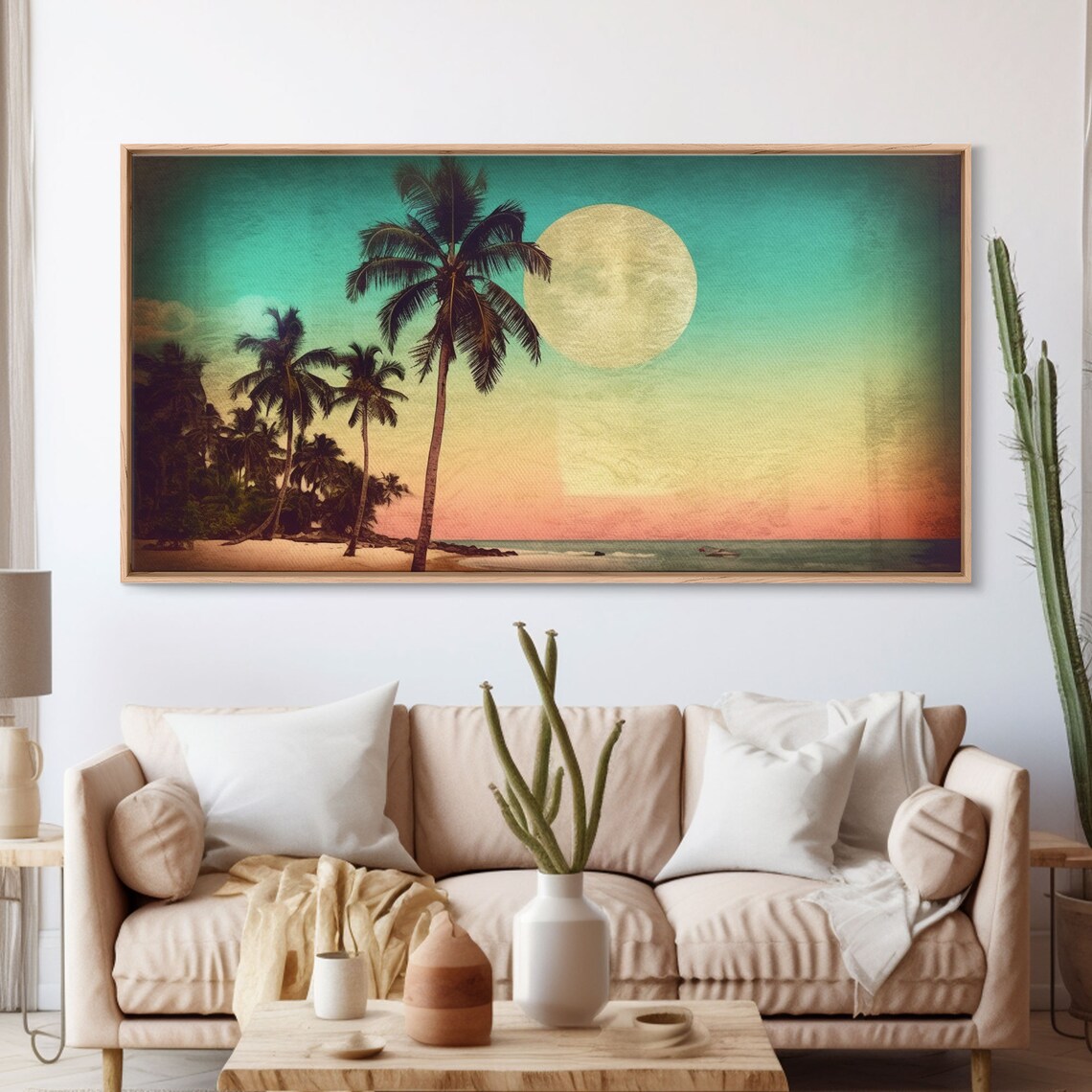 Sunset Over Beach, Tropical Palm Trees Art Print - Image 3