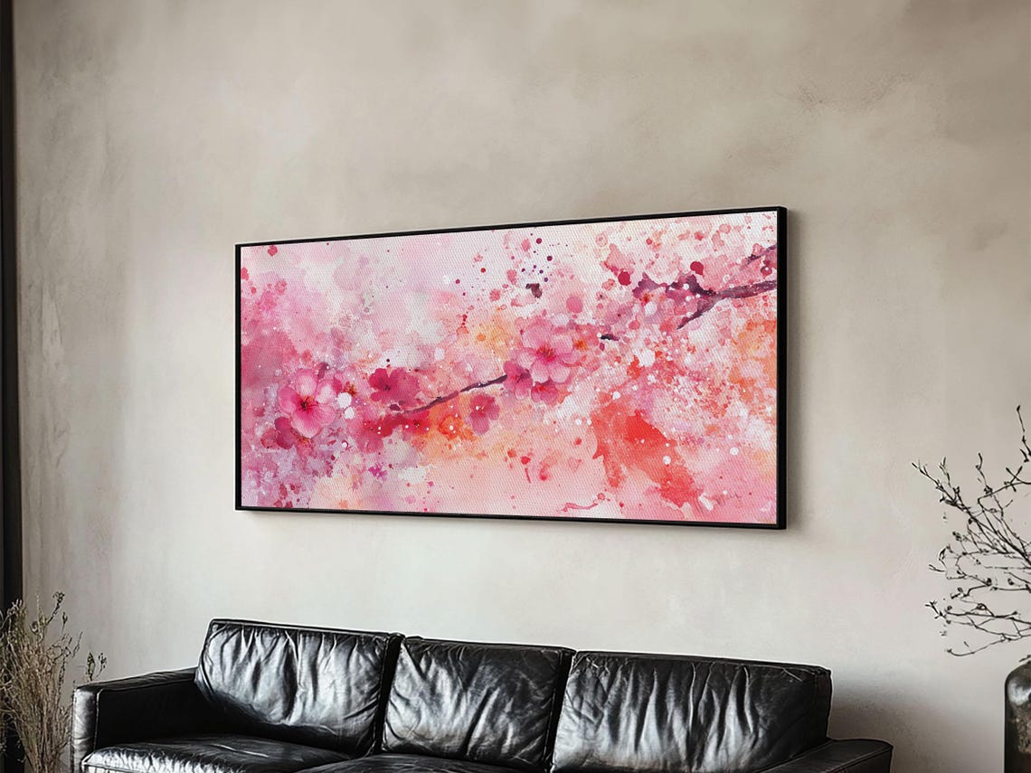 Pink Cherry Blossom Branches Watercolor Spring Floral Bloom Poster - Image 4