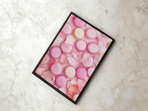Pink Macarons Print Sweet Kitchen Wall Art Pastel Food Aesthetic Decor Light Pink Feminine Gift Idea Cottagecore Art