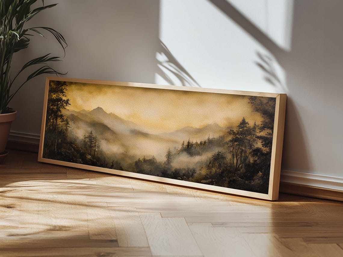 Fog Over Blue Ridge Mountains Golden Valley Panoramic Poster Art - Image 3
