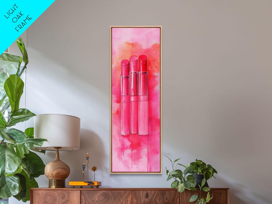 Light Pink Lipsticks Framed Print Modern Whimsical Art Abstract Vertical Art For Makeup Room Or Girly Dorm Wall Decor - Image 4